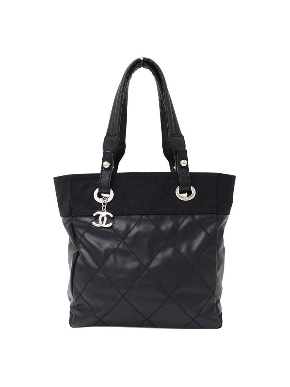 Chanel Paris Biarritz Tote Black Silver